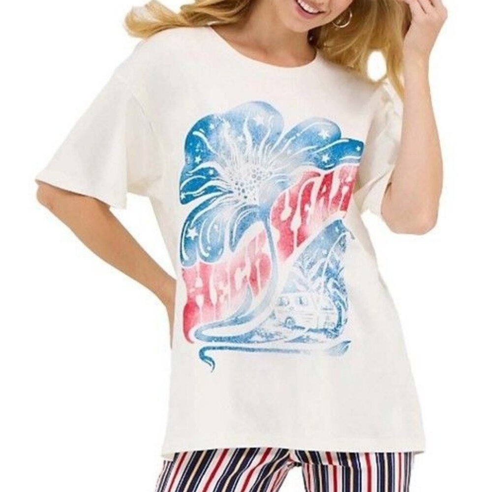 Wrangler x Lainey Wilson Women's MD Oversized Heck Yeah Graphic T-Shirt White